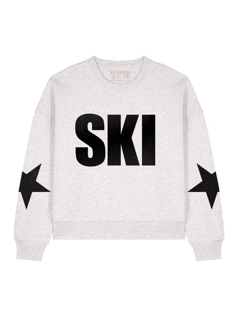 Boxy Sweater Ski Black Velvet - Heather Grey
